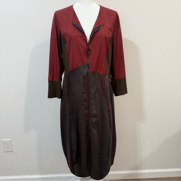 IC Collection Cotton Blend Asymmetrical Split Fabric Ballon Midi Dress Size L - Picture 2 of 10